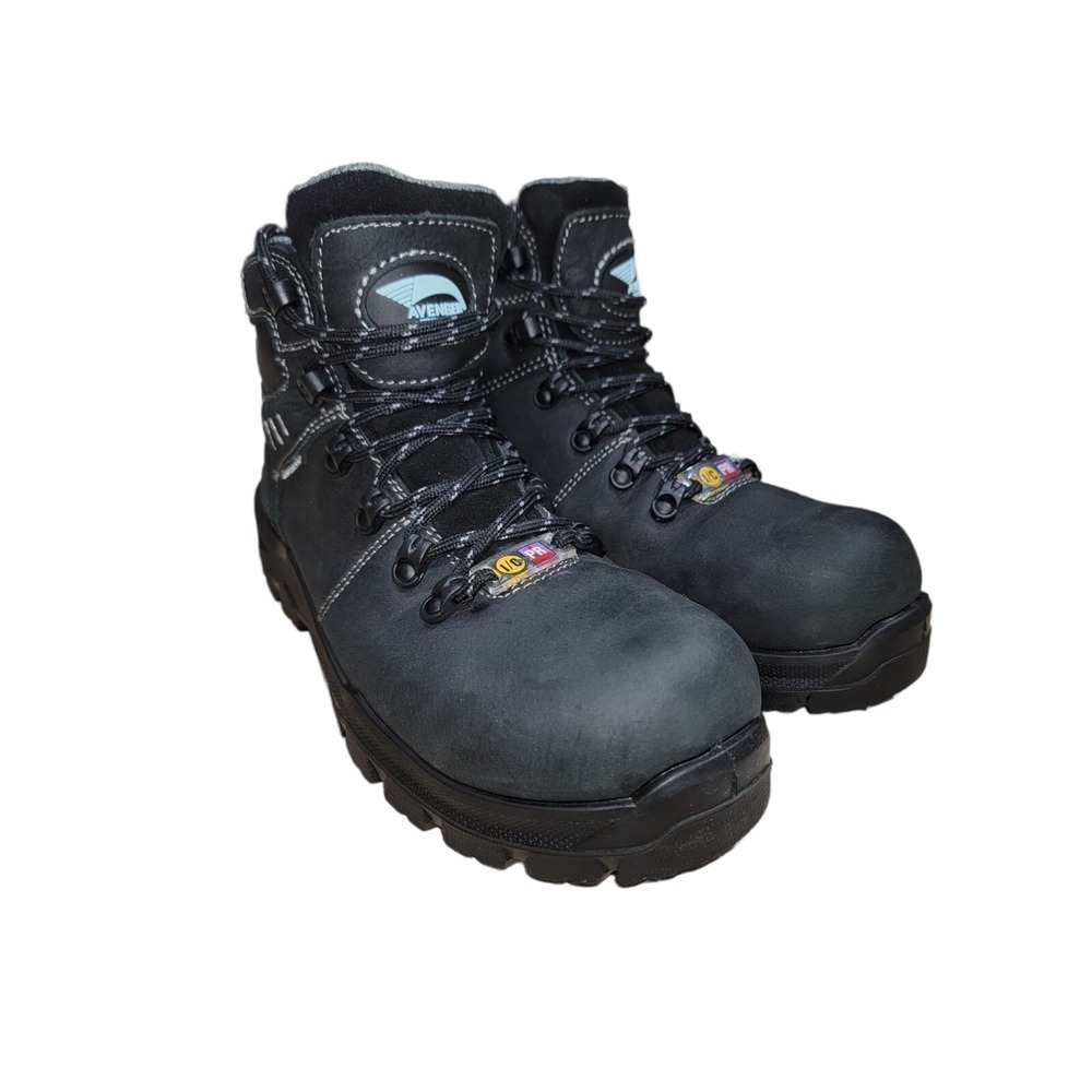 Avenger Women's Foundation Black A7450 Leather Work & Safety Boots Size 8.5 Wide